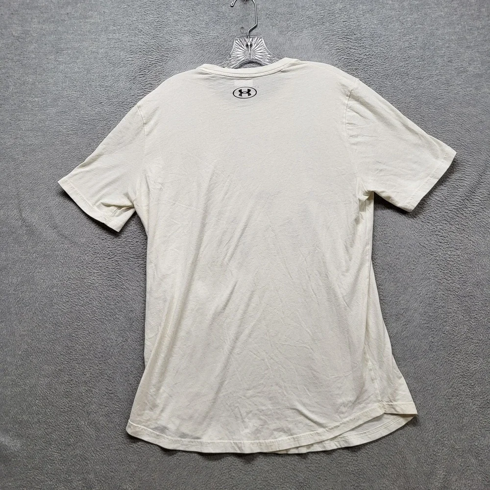 Under Armour Men Shirt L White Break‎ Through Heatgear Activewear Logo Short